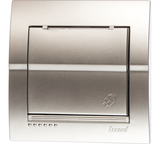 Розетка Lezard DERIY с заземлением, с крышкой, серебристый металлик 702-2828-123B 1