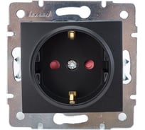 Розетка с защитой от детей Lezard, KARINA, керамика, чёрный бархат, 707-4288-124