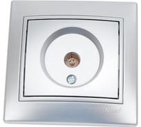 Розетка Lezard, MIRA, ТВ, проходная, серый металл, со вставкой, 701-1010-129