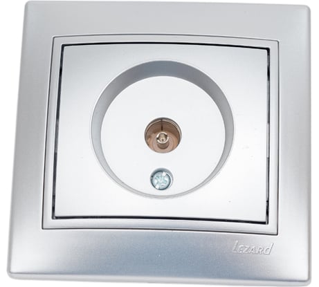 Розетка Lezard, MIRA, ТВ, проходная, серый металл, со вставкой, 701-1010-129