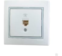 Розетка Lezard, MIRA, телефонная, евро, белая с серой вставкой, 701-0215-137