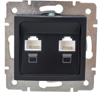 Компьютерная двойная розетка Lezard KARINA чёрный бархат 707-4288-141