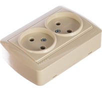 Двойная розетка Lezard DEMET без заземления, закрытый корпус, кремовый 711-0300-128