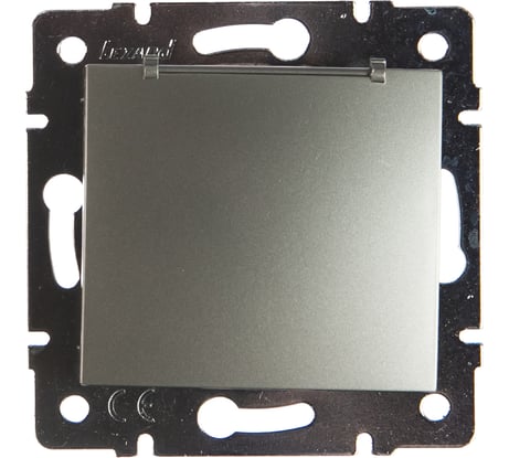 Розетка с крышкой Lezard KARINA с заземлением, ПБТ, матовое серебро 707-4388-123B