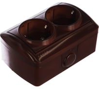 Двойная розетка Lezard NATA с заземлением, закрытый корпус, керамика, вишня 710-0600-127