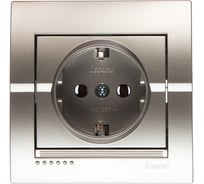 Розетка Lezard DERIY с заземлением, керамика, серебристый металлик 702-2828-122