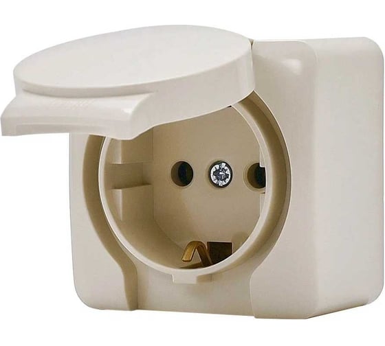 Розетка Lezard VIOLA с заземлением, с крышкой, керамика крем 751-0300-123