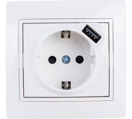 Розетка Lezard MIRA с заземлением + USB разъём, белый 701-0202-181
