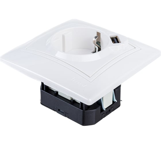 Розетка Lezard MIRA с заземлением + USB разъём, белый 701-0202-181