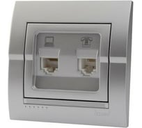 Розетка Lezard DERIY компьютер+телефон, серебристый металлик 702-2828-143