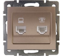 Розетка LEZARD RAIN компьютер+телефон, бронза матовая 703-3188-143