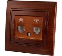 Двойная телефонная розетка Lezard MIRA евро, махагон 701-0505-138