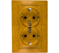 Розетка Lezard, MIRA, двойная, с/з, керамика, ольха, 701-0701-127