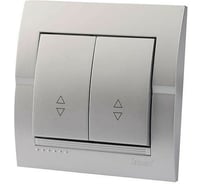 Выключатель Lezard, DERIY, проходной, двойной, серебристый металлик, 702-2828-106