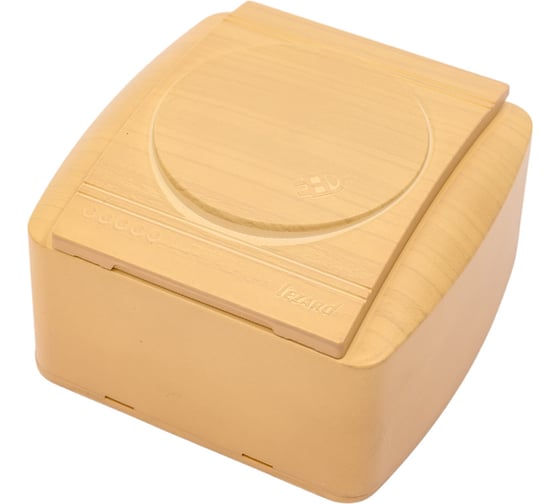 Розетка с крышкой Lezard DEMET с заземлением, ясень 711-4700-123