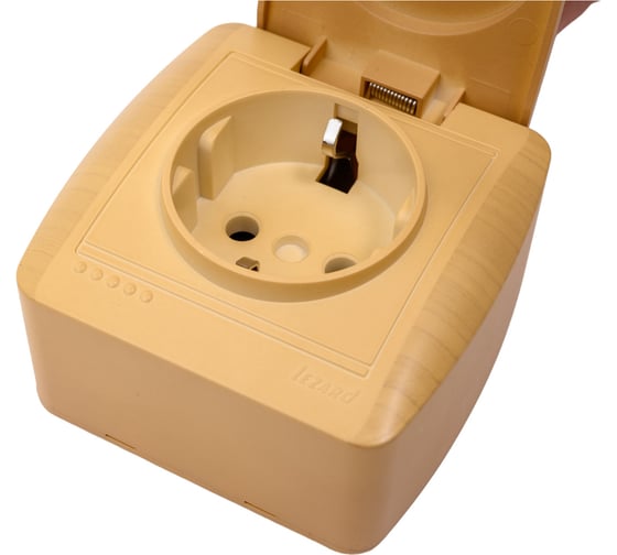 Розетка с крышкой Lezard DEMET с заземлением, ясень 711-4700-123