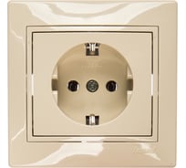 Розетка Lezard MIRA с заземлением, ПБТ, кремовый, со вставкой 701-0303-122B