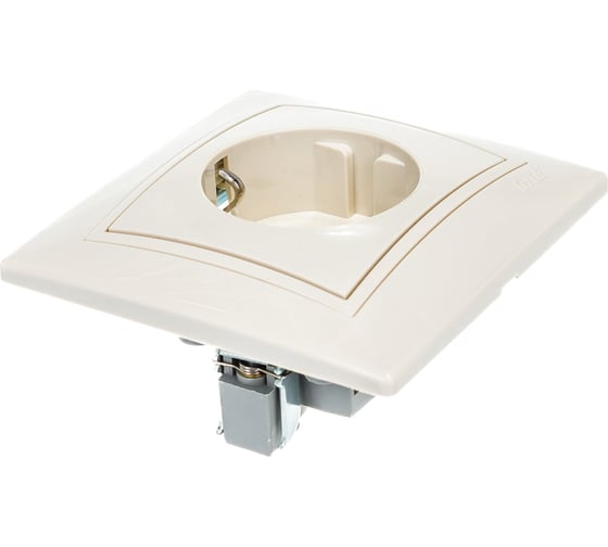 Розетка Lezard MIRA с заземлением, ПБТ, кремовый, со вставкой 701-0303-122B