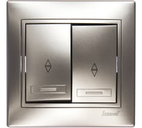 Двойной выключатель Lezard MIRA проходной, серый металлик, со вставкой 701-1010-106