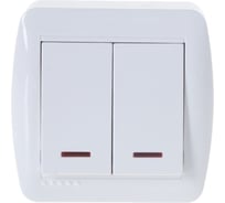 Двойной выключатель Lezard DEMET с подсветкой, белый 711-0200-112
