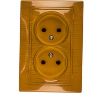 Двойная розетка Lezard MIRA без заземления, керамика, ольха 701-0701-128