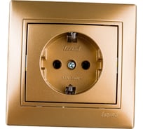 Розетка Lezard MIRA с заземлением, керамика, металлика золото, со вставкой 701-1313-122