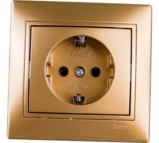 Розетка Lezard MIRA с заземлением, керамика, металлика золото, со вставкой 701-1313-122 1