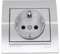 Розетка Lezard DERIY с заземлением, серебристый металлик 702-2828-122B