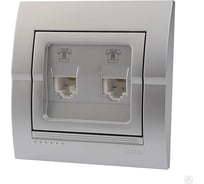 Розетка Lezard, DERIY, телефонная, двойная, евро, серебристый металлик, 702-2828-138