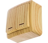 Выключатель Lezard, VIOLA, двойной, с подсветкой, белёный дуб, 751-5200-112