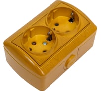 Двойная розетка Lezard NATA с заземлением, закрытый корпус, керамика, ольха 710-0700-127