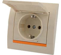 Розетка Lezard DERIY с заземлением, с крышкой, кремовый 702-0303-123B