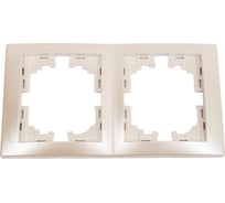 Двойная вертикальная рамка Lezard MIRA без вставки, жемчужно-белый перламутр 701-3000-152