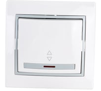 Проходной выключатель с подсветкой Lezard MIRA белый с серой вставкой 701-0215-114