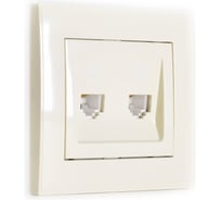 Двойная телефонная розетка Lezard RAIN евро, кремовый 703-0303-138