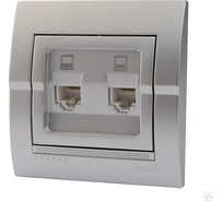 Компьютерная розетка Lezard, DERIY, двойная, серебристый металлик, 702-2828-141