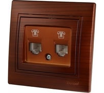 Розетка Lezard, MIRA, телефонная, двойная, евро, маун, 701-0404-138