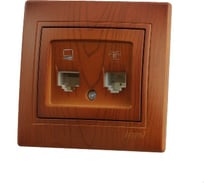 Розетка Lezard MIRA, компьютер+телефон, сосна, 701-0801-143