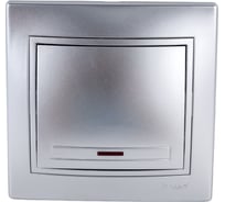 Выключатель Lezard MIRA, с подсветкой, серый металлик, со вставкой, 701-1010-111