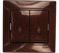 Выключатель Lezard, MIRA, проходной, двойной вишня, 701-0601-106