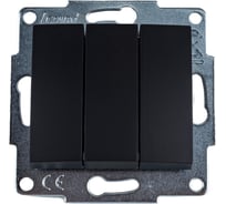 Выключатель Lezard, KARINA, тройной, чёрный бархат, 707-4288-109