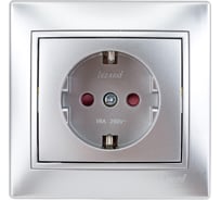 Розетка Lezard MIRA с защитой от детей, керамика, металлик серый, со вставкой 701-1010-124