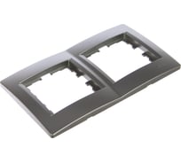 Двухместная горизонтальная рамка Lezard KARINA без вставок, матовое серебро 707-4300-147