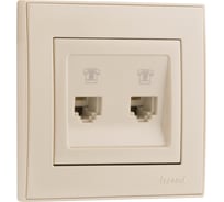 Двойная телефонная розетка Lezard MIRA, евро, со вставкой, жемчужно-белый перламутр 701-3030-138