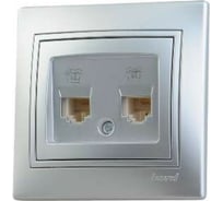 Двойная телефонная розетка Lezard MIRA, евро, со вставкой, металлик серый 701-1010-138