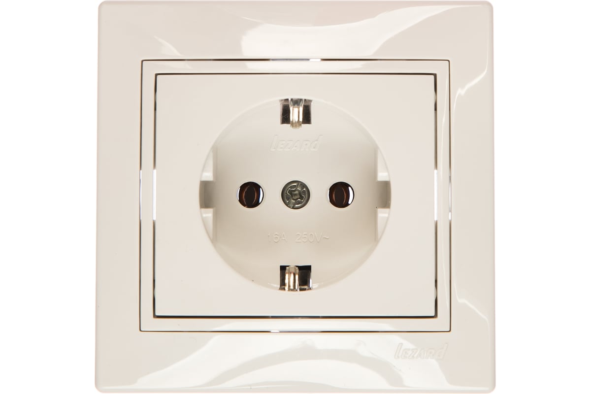 Розетка Lezard MIRA, с заземлением, ПБТ, белый с белой вставкой 701 ...