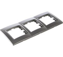 Трехместная горизонтальная рамка Lezard KARINA без вставки, матовое серебро 707-4300-148