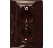 Двойная розетка Lezard MIRA, с заземлением, керамика, вишня, 701-0601-127