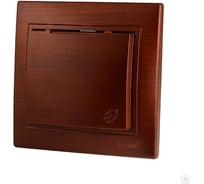 Розетка Lezard MIRA, с заземлением, с крышкой, керамика, махагон, 701-0505-123