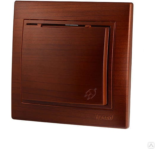 Розетка Lezard MIRA, с заземлением, с крышкой, керамика, махагон, 701-0505-123 1